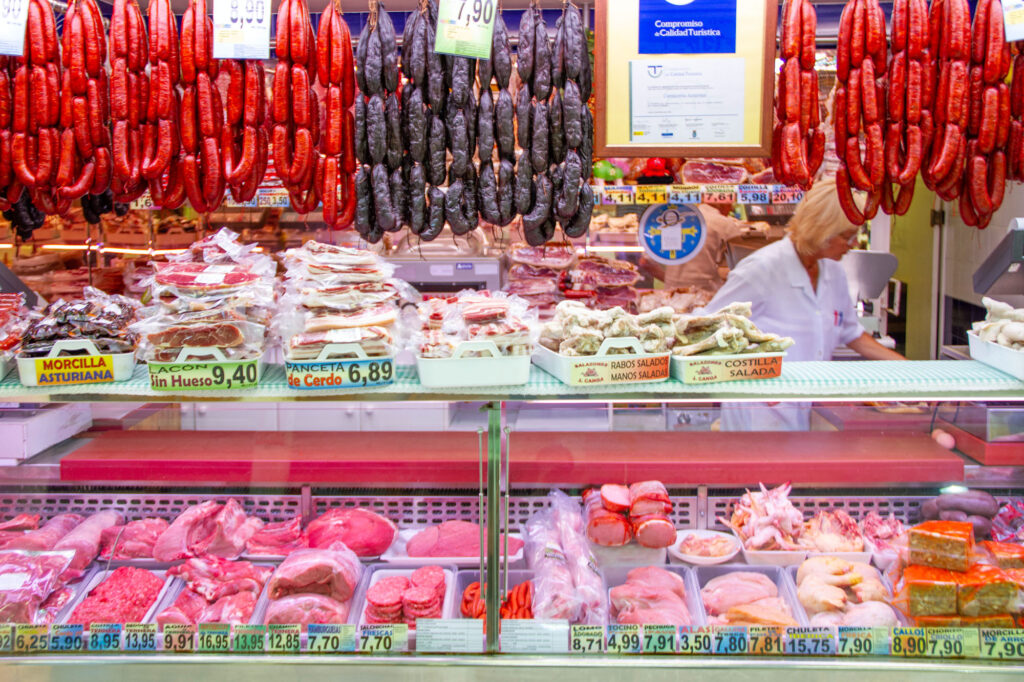 Buying Sausages In Oviedo Asturias Stand