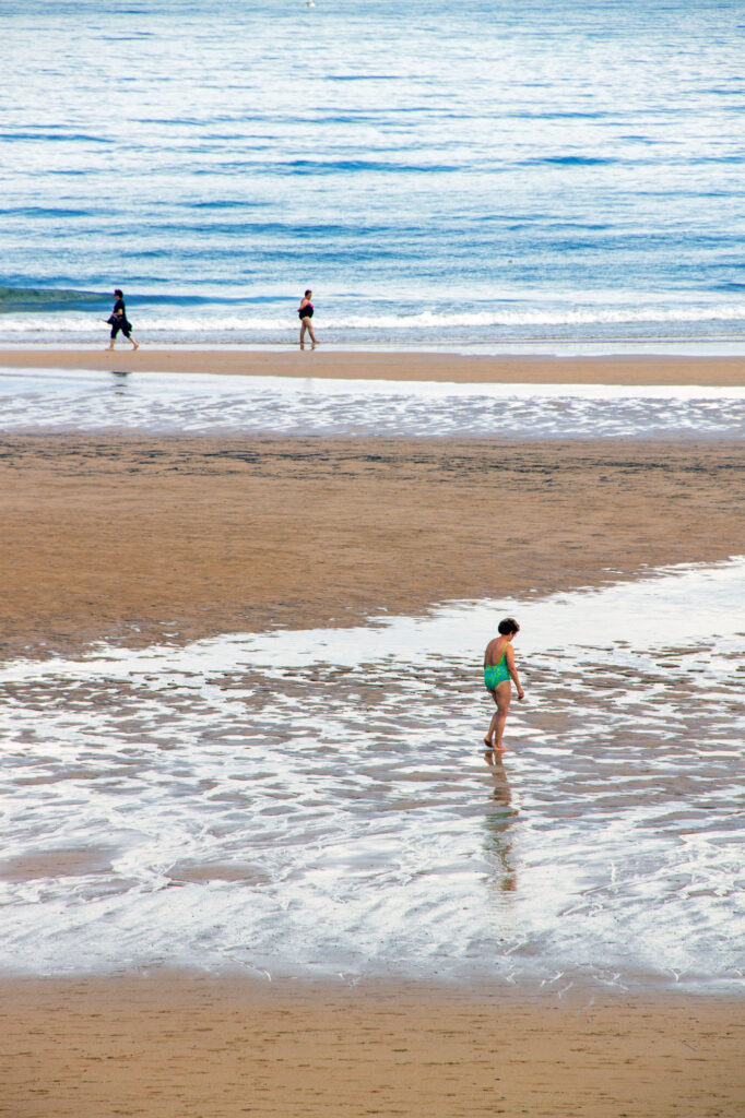 Gijon People Bathing Stock Photos