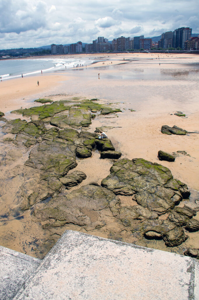 Rock and Sand Beach Gijon Asturias