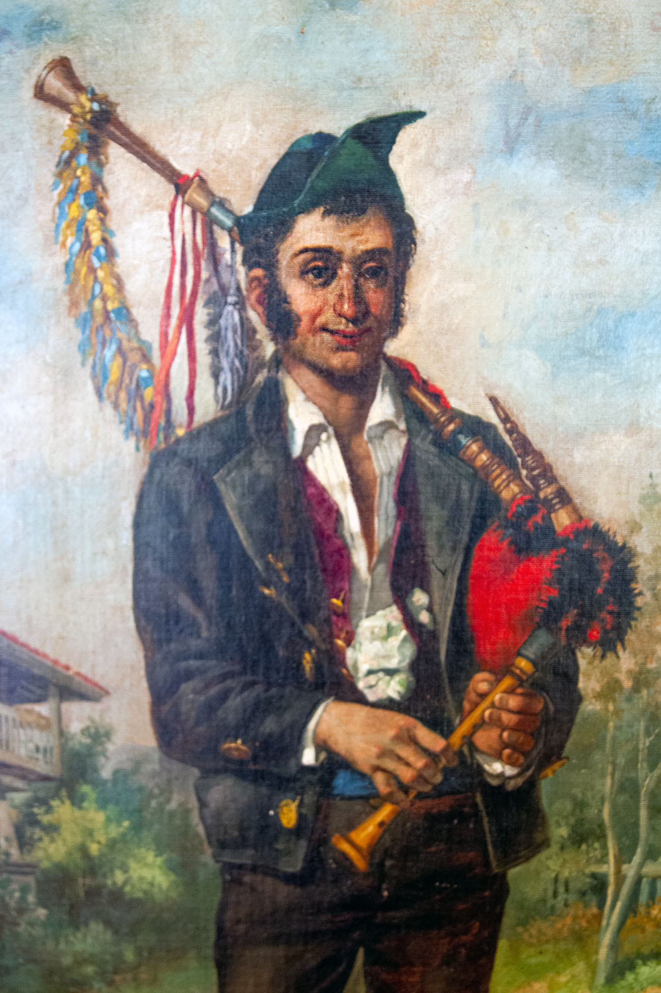 Man Asturias Painting playing bag pipe
