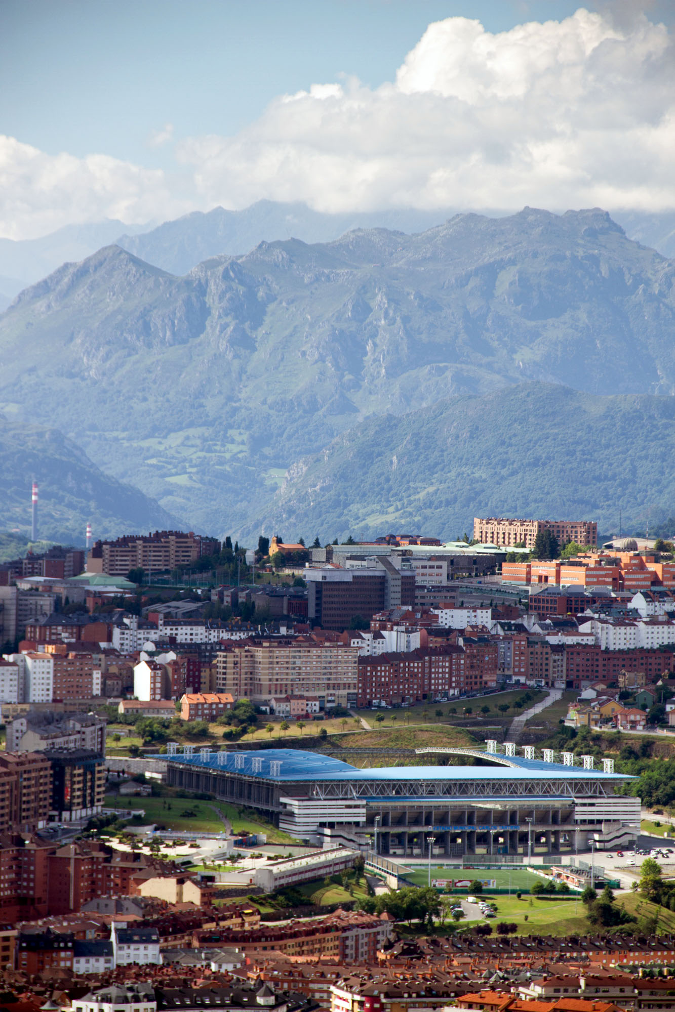 Carlos Tertiere Stadium Stock photo seen from a distance, Oviedo - Spain