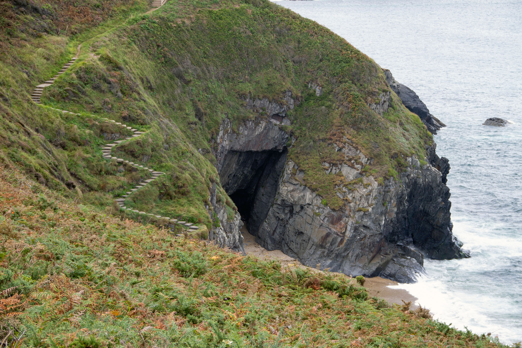 Steep Stairs beach Asturias and cave