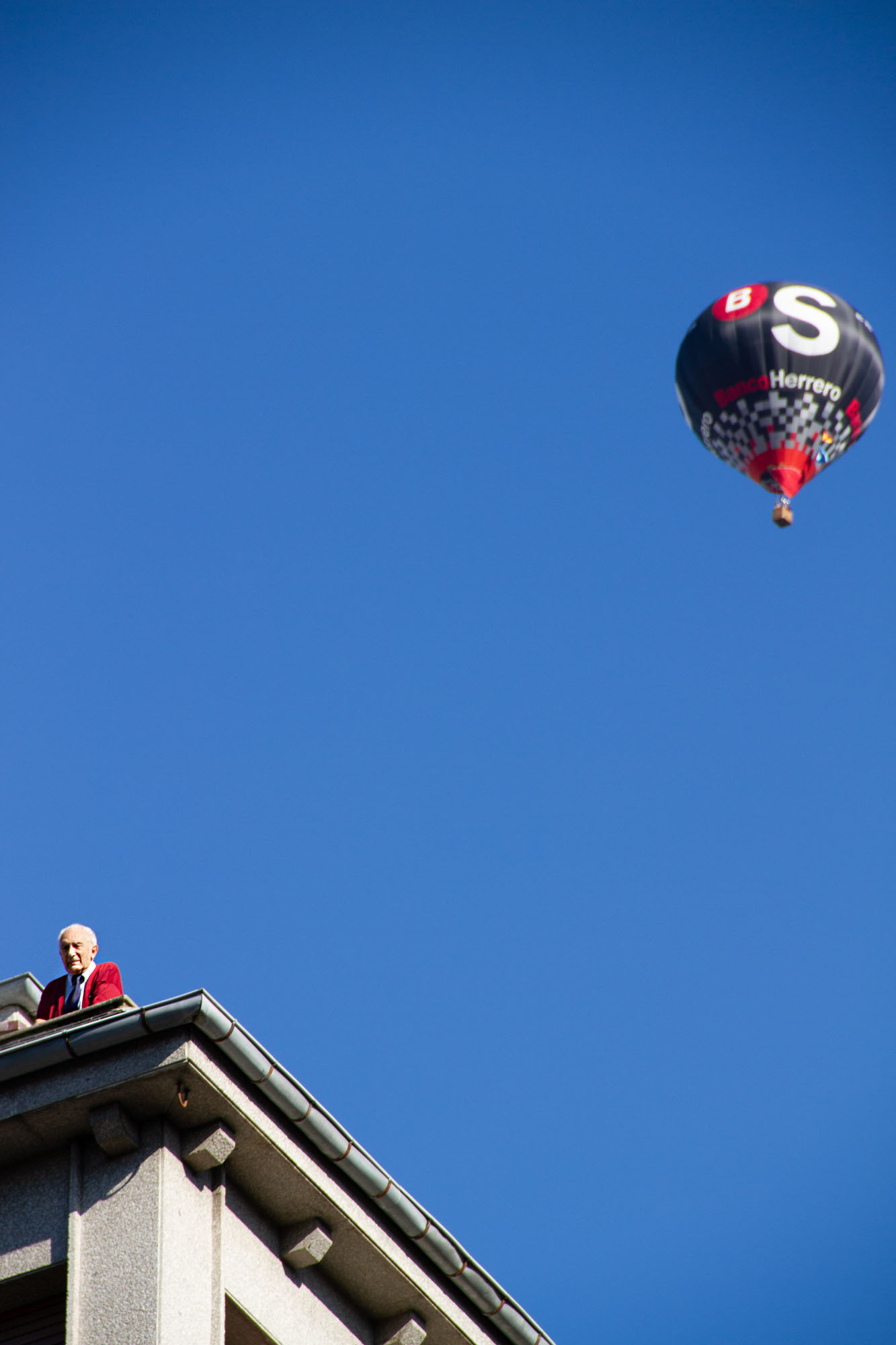 Hot air balloon and old man