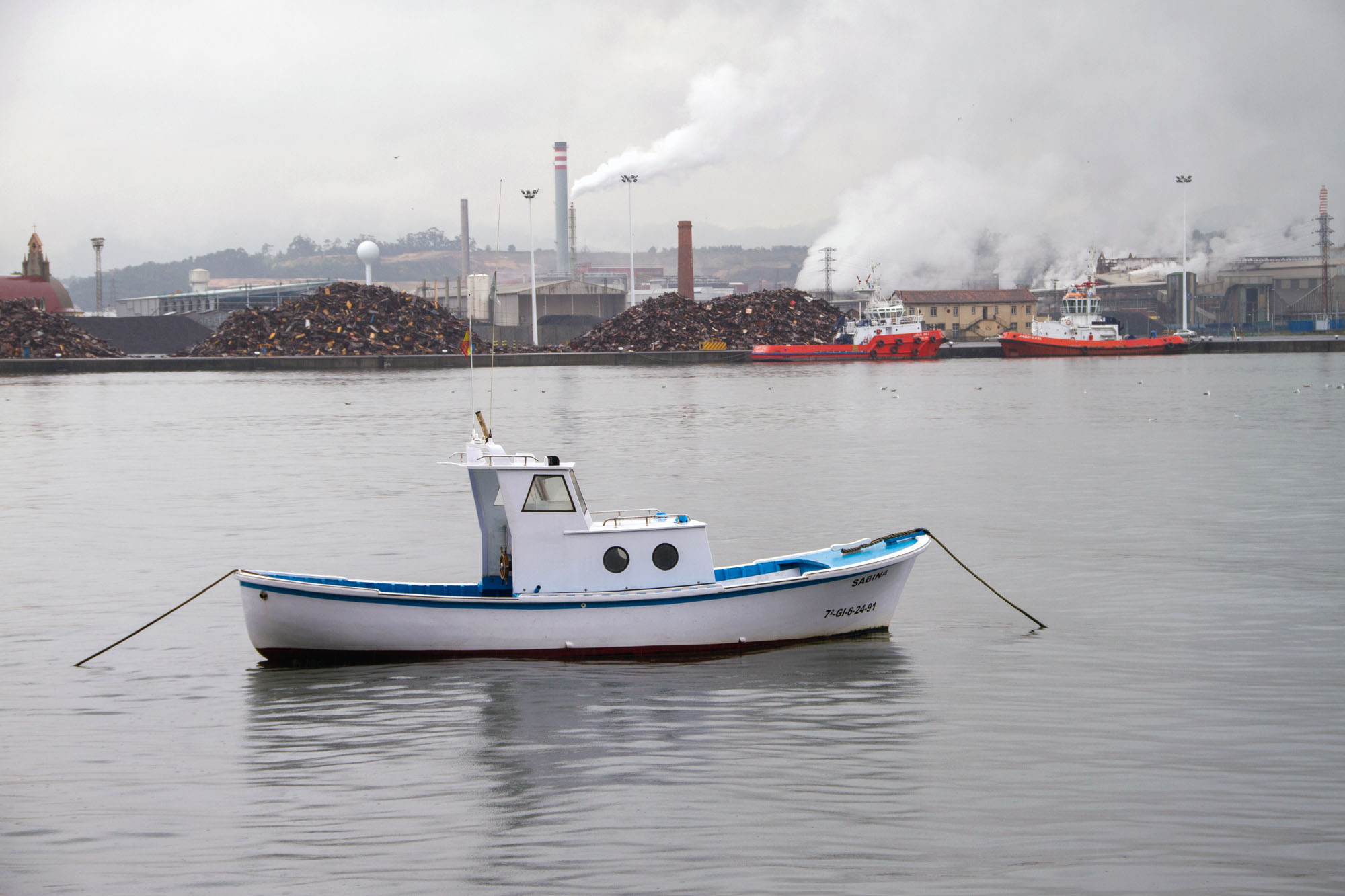 White boat with fabric