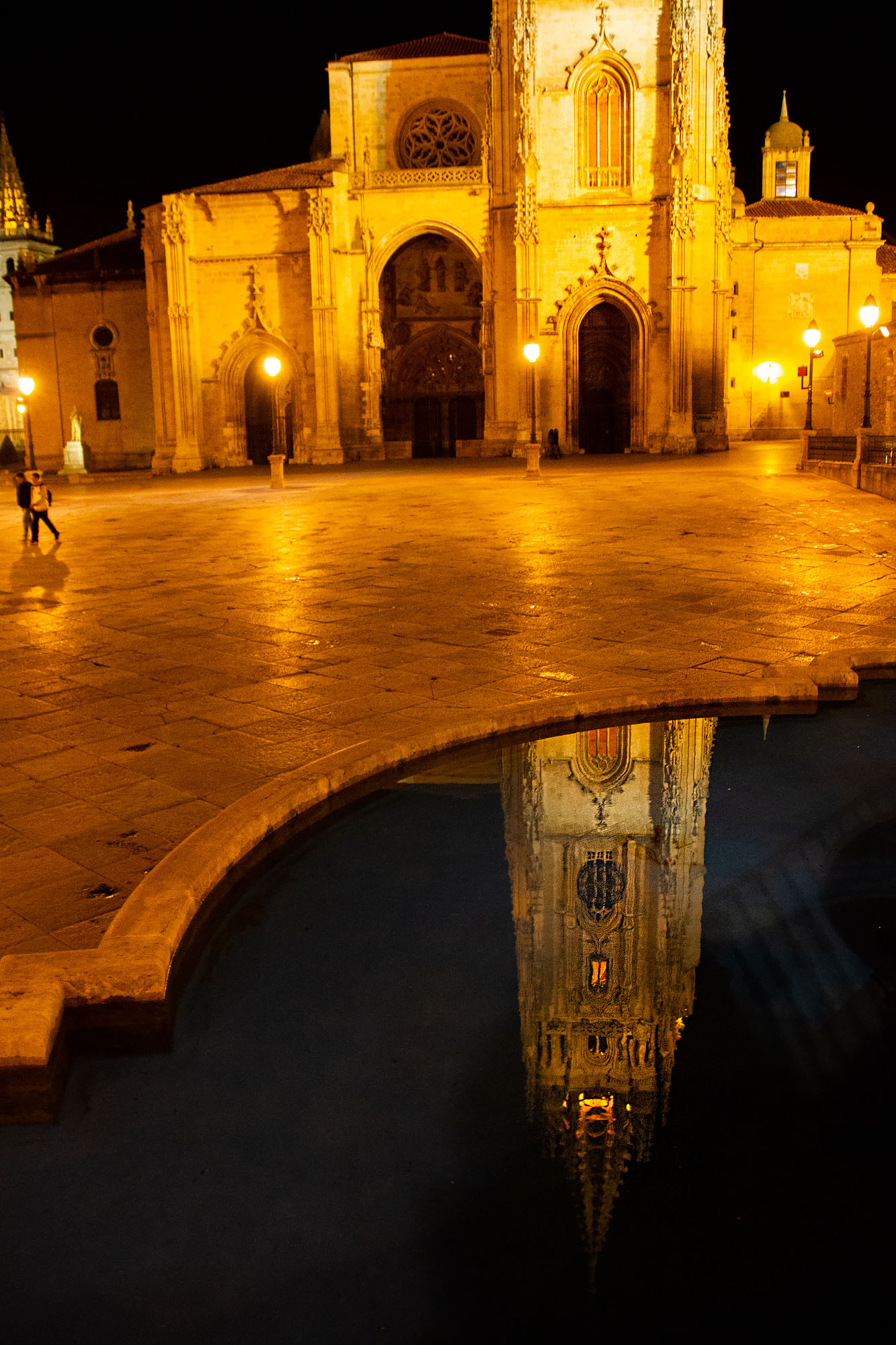 Oviedo at night cathedral
